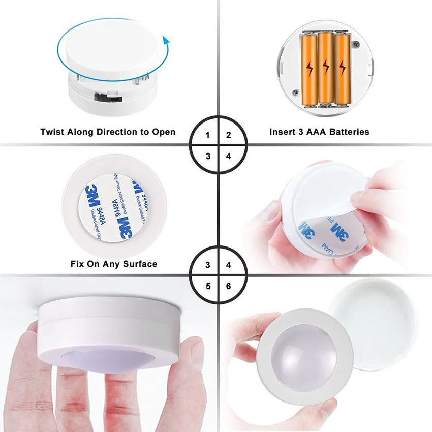 Pack of 3 Wireless LED Night Lights with Remote Control – Ultra-Bright