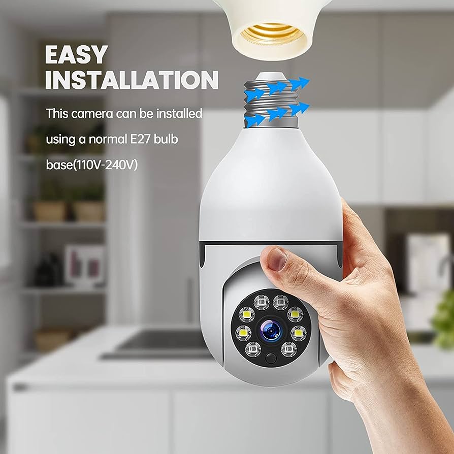 E27 PTZ Bulb WiFi Waterproof 360° Wireless Security Camera