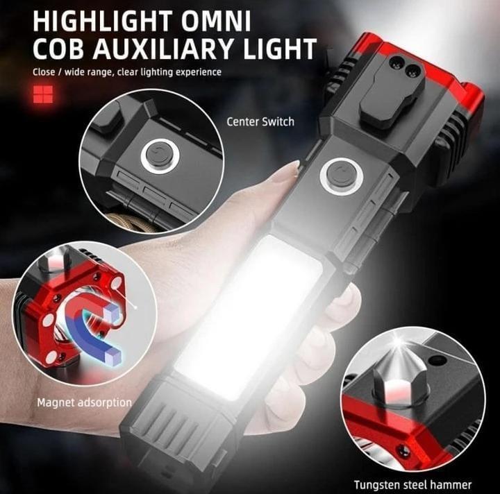 Rechargeable Flashlight With Safety Hammer
