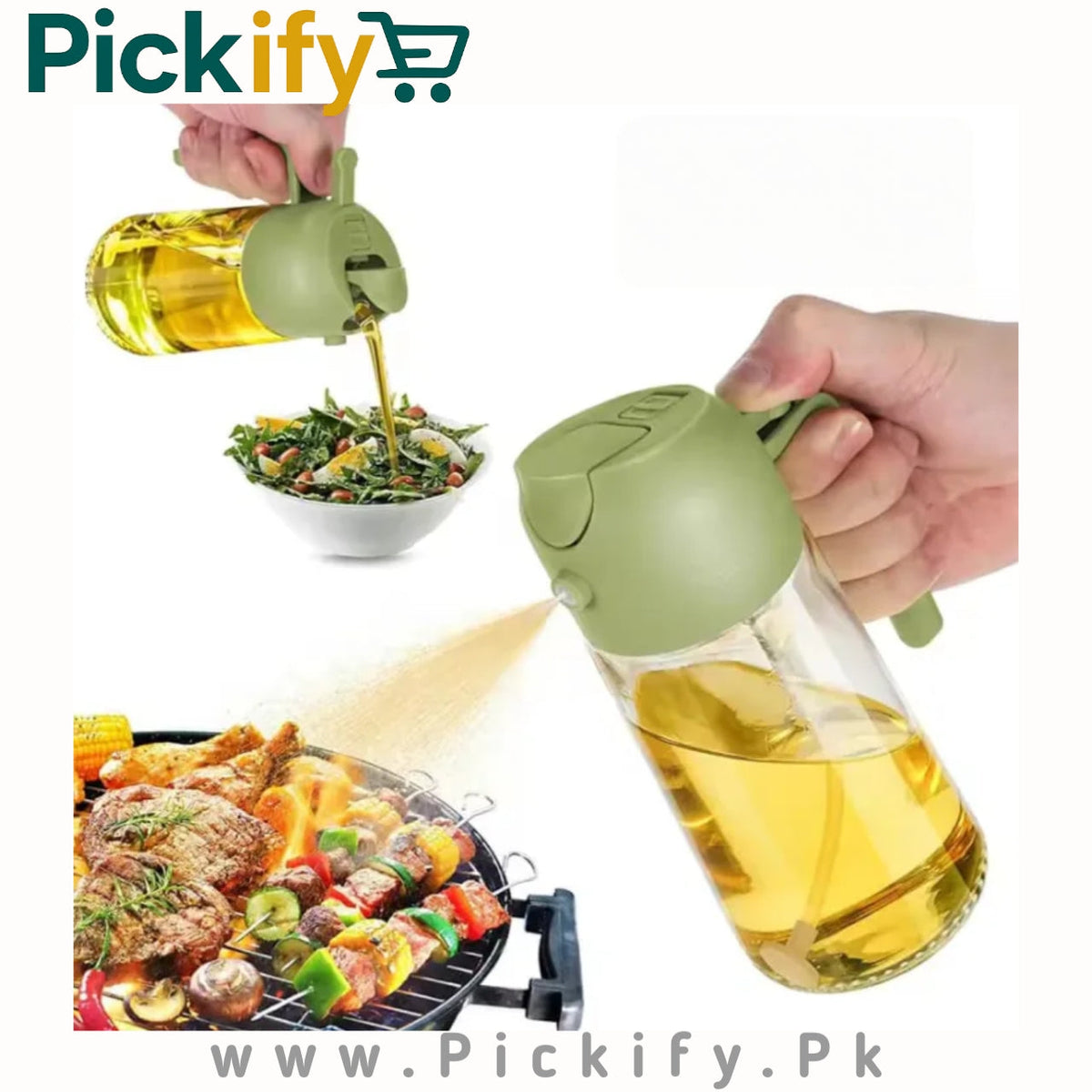 2 in 1 Oil Sprayer & Dispenser Bottle, 450 Ml