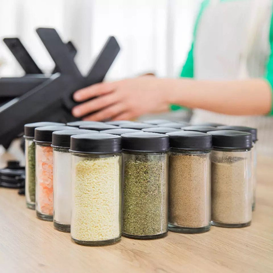 Ferris Rotating Spice Rack With 18 Glass Jars