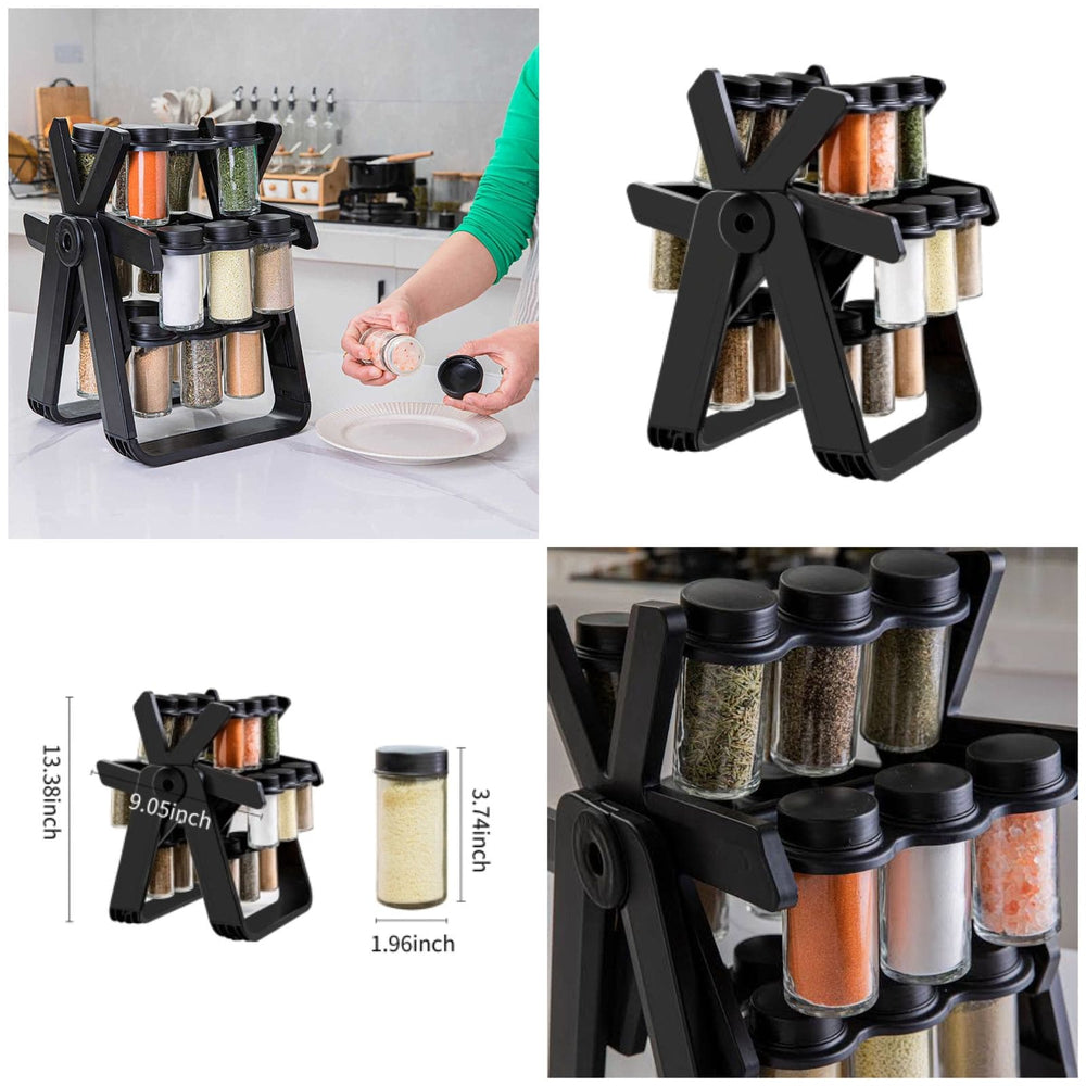 Ferris Rotating Spice Rack With 18 Glass Jars