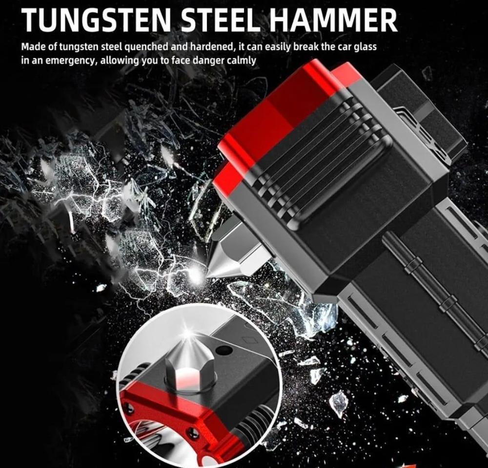 Rechargeable Flashlight With Safety Hammer
